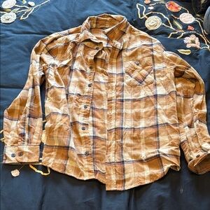 Alpine Design Plaid Button-Down Shirt in Tan and Navy